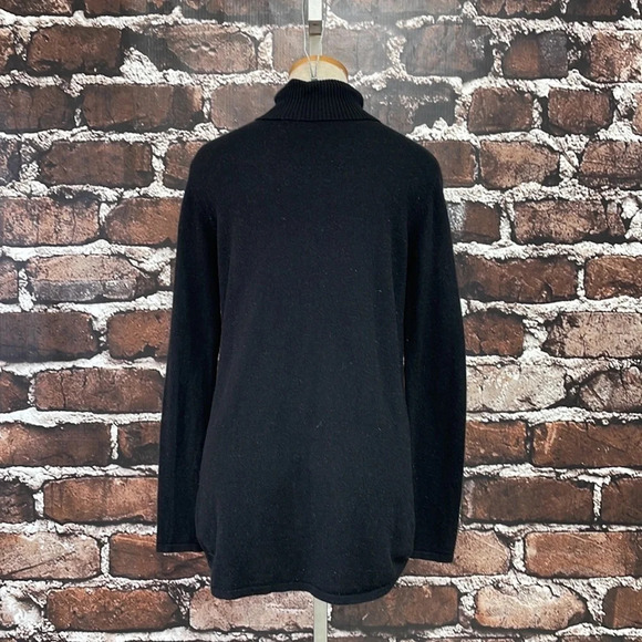 Griffen Sweater Cashmere Turtleneck Black Leopard Print Size Medium - Picture 6 of 9